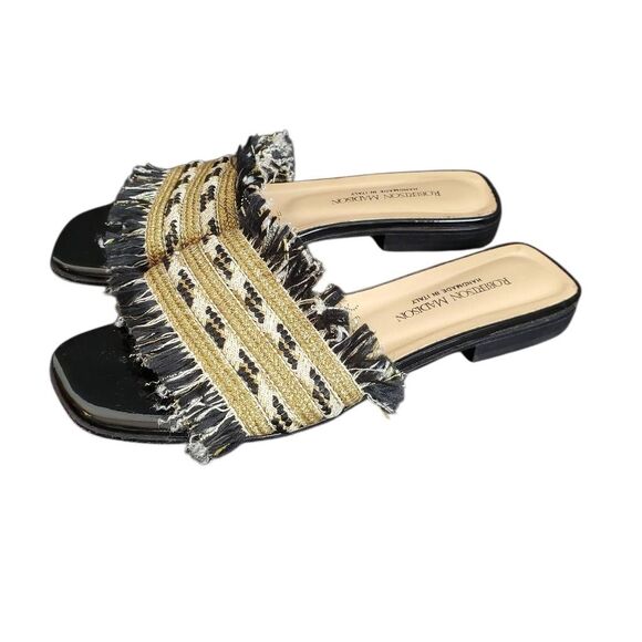 Robertson Madison Handcrafted Fringe Chrissie Slide Sandal Corda Nero Size 10/US - Picture 2 of 12